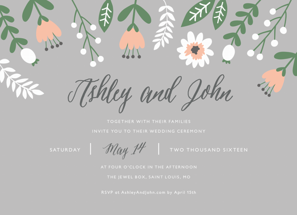 Floral Gray Wedding Invite