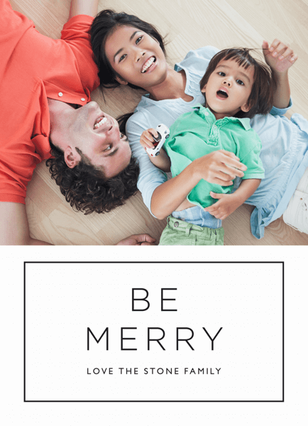 Custom Photo Minimal Be Merry Holiday Card