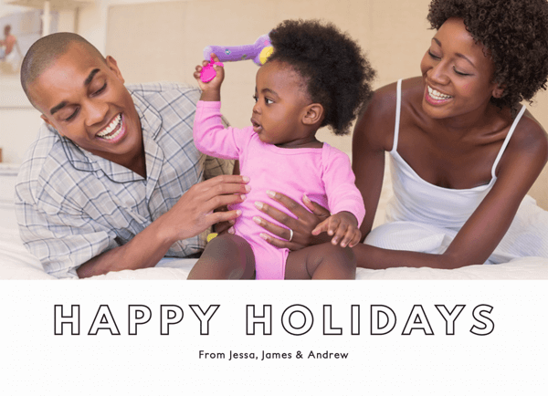 Custom Photo Outlined Happy Holidays Card