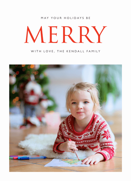 Red Merry Custom Photo Holiday Card