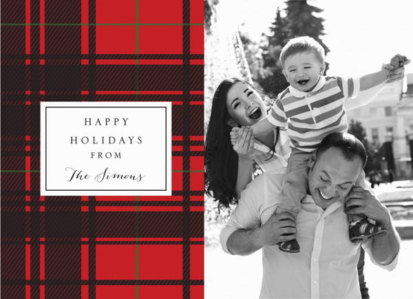 Red Plaid Photo Holiday Card