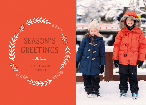 Red Wreath Photo Season's Greetings Card