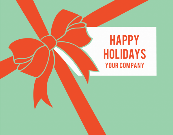business holiday greeting card with bow