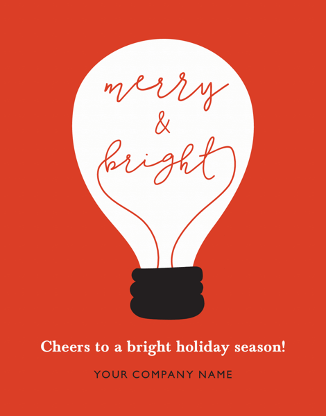 red merry and bright corporate holiday card