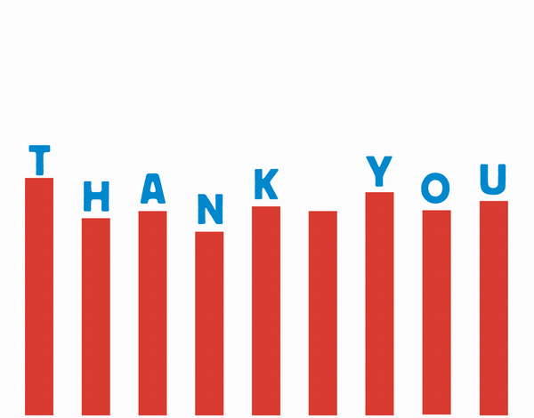 Varied Red Bars Thank You Note
