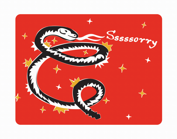 Red Snake Hiss Sorry Card with Stars