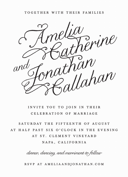 Slanted Calligraphy Wedding Invitation