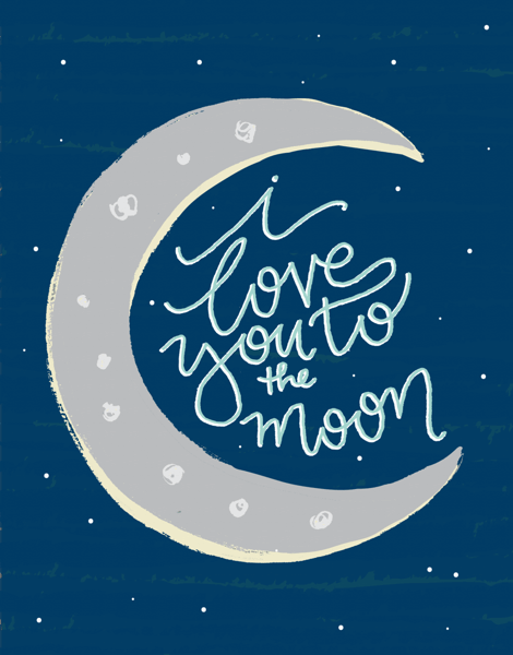 Minimal blue moon love card
