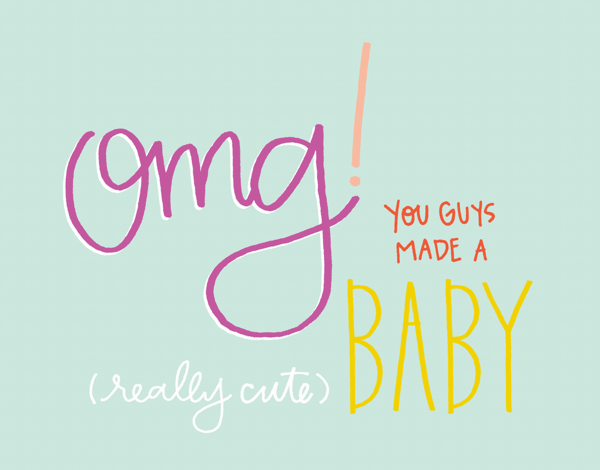 Cute handwritten OMG Baby Congratulations Card