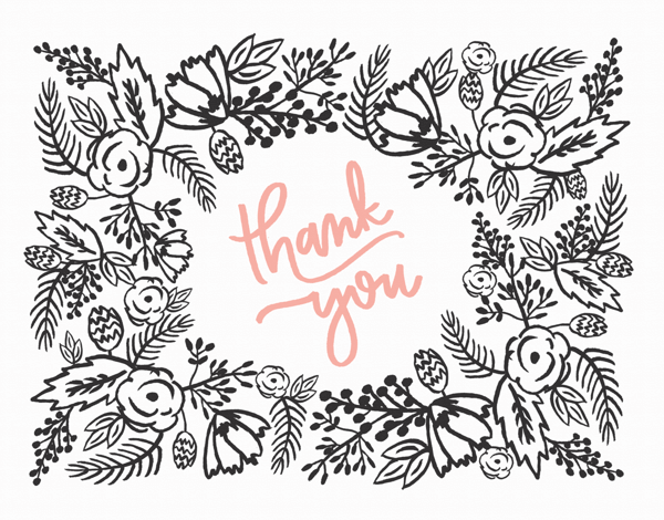 Rustic Floral Border Thank You card