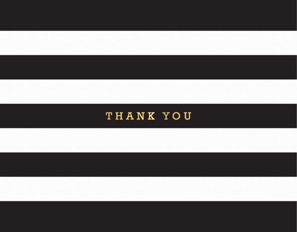 Traditional Gold Stripe Thank you greeting card
