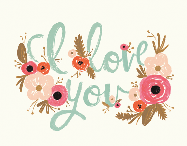 I Love You Card with Decorative Florals