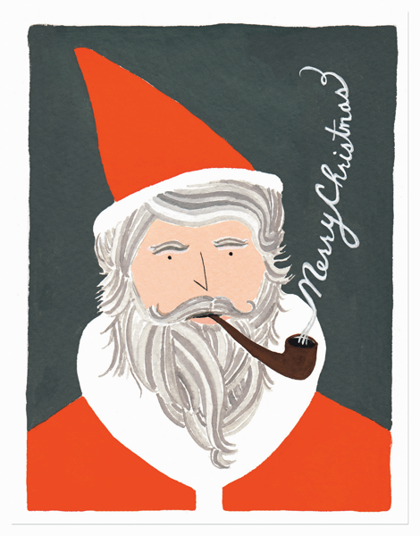 Hand Painted St Nick Merry Christmas Card