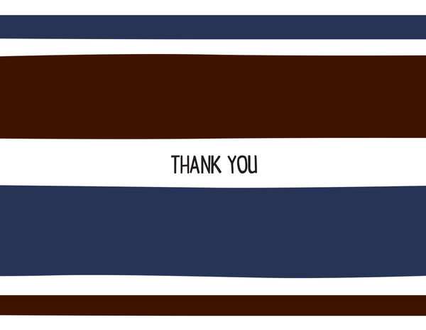 Masculine Blue Striped Thank You Note