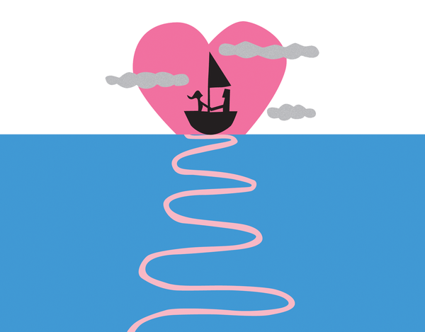 Sailboat Heart Valentine's Card
