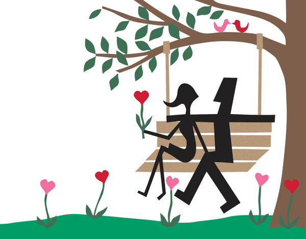 Couple on a Swing Love Card