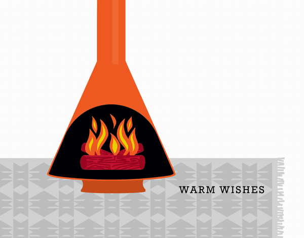 Modern Fireplace Holiday Card
