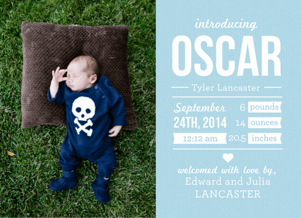 Birth Announcement with Blue Dots