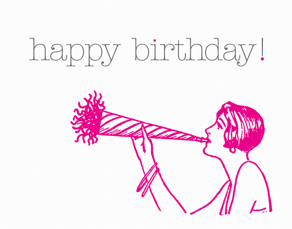 Noisemaker Happy Birthday Card in Pink