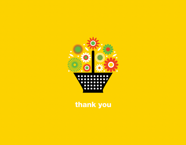 Basket of Flowers Thank You Card
