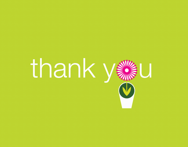 Simple Green Thank You Card with Flower