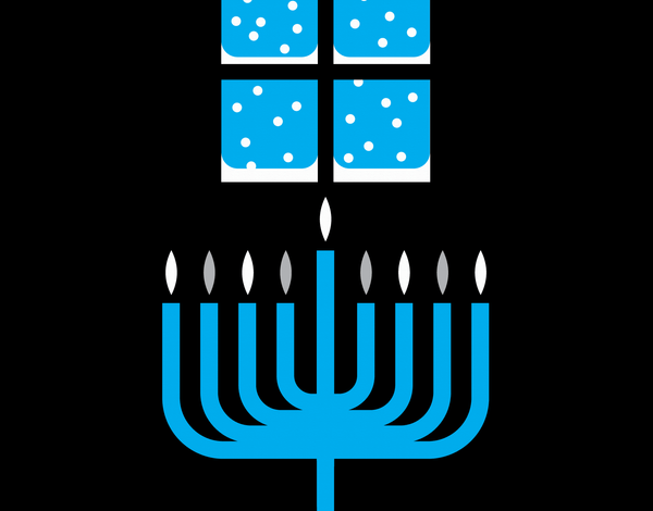 Modern Menorah Hanukkah Card