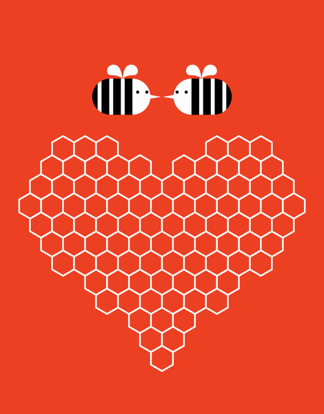 Bumblebee Honeycomb Heart Card