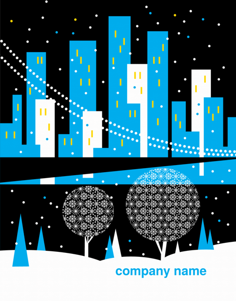 Snowy City Scape Corporate Holiday Card