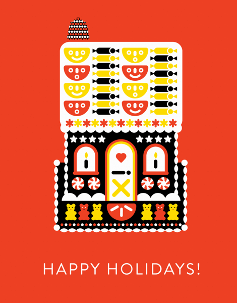 modern red happy holidays greeting