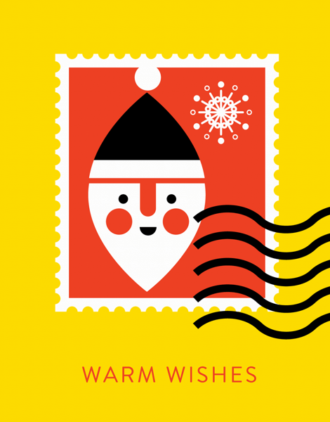 bright warm wishes greeting card with santa