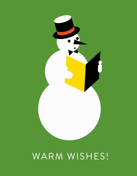 colorful snowman warm wishes greeting