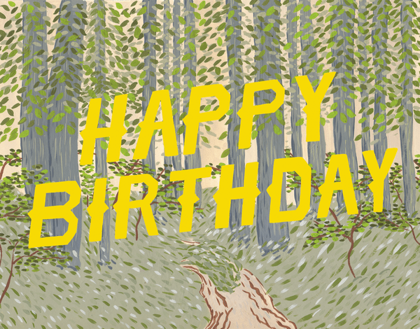 Yellow Forest Birthday Card