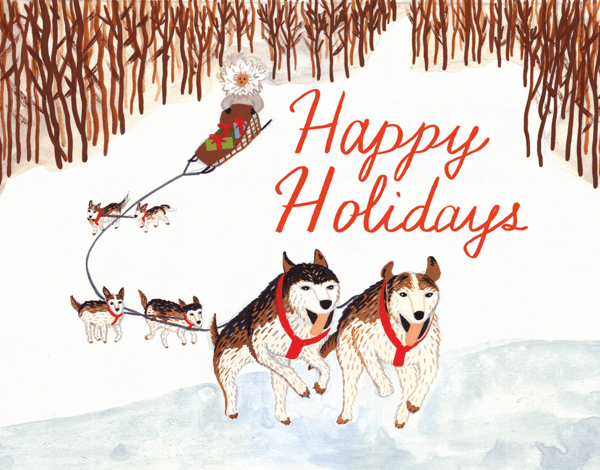 Dog Sled Winter Holiday Card