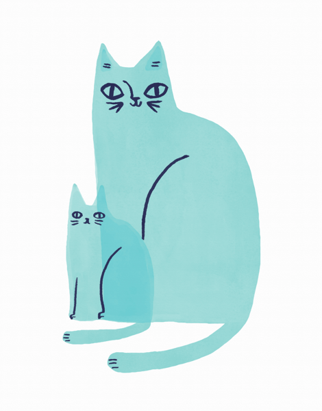 Cat Family Blue