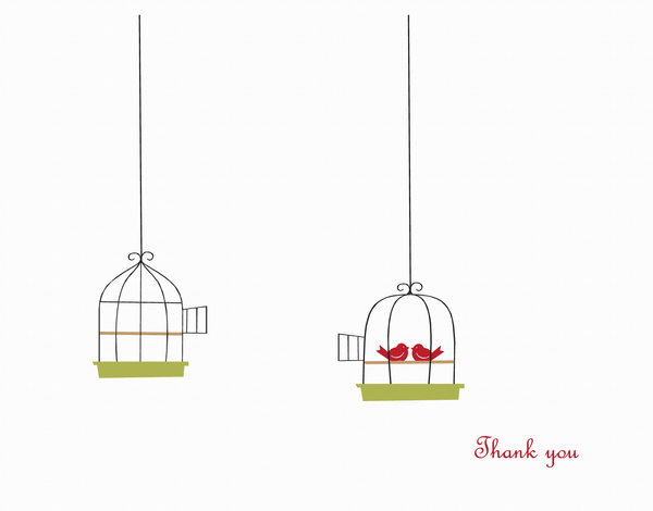 Illustrated Love Birds Thank You Card