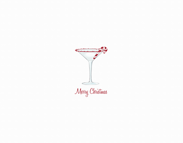 Candy Cane Martini Christmas Card