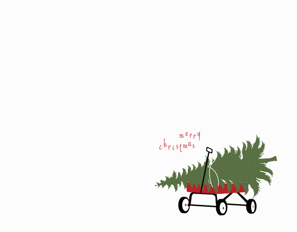 Cute Christmas Tree Wagon Holiday Card