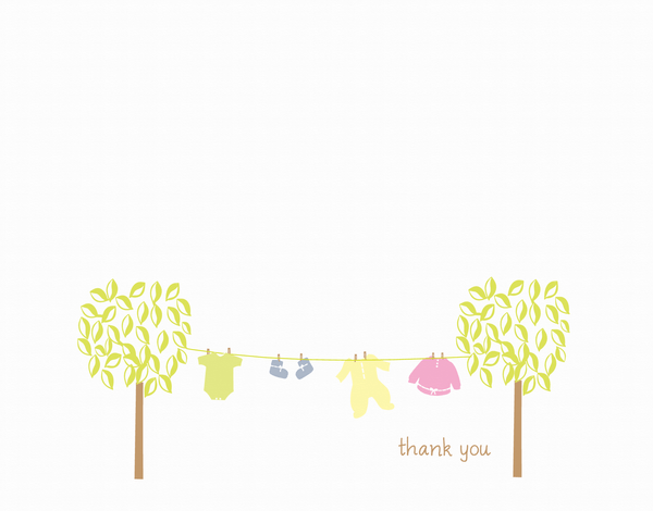 Clothes Line Baby Thank You Card