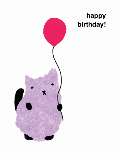 Purple Kitten Birthday Card