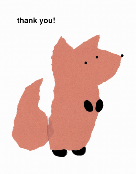 Paper Cutout Fox Thank You Card