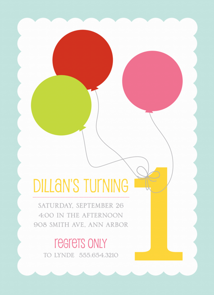 First Birthday Balloons Invitation