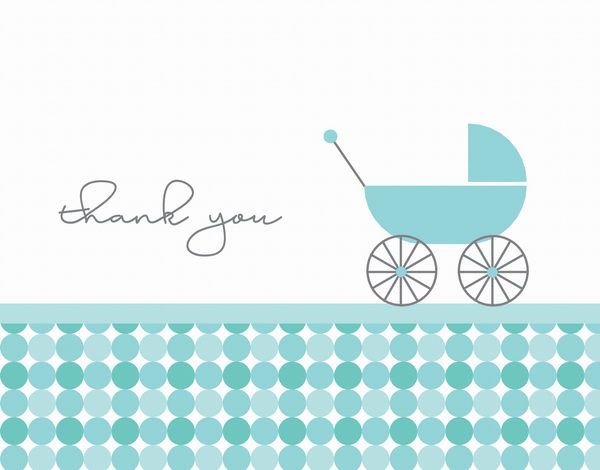 Blue Baby Carriage Thank You Card