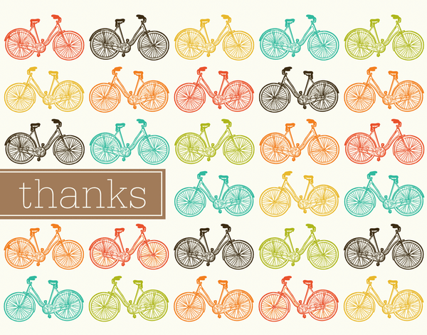 Multicolor Bicycle Thank You Card
