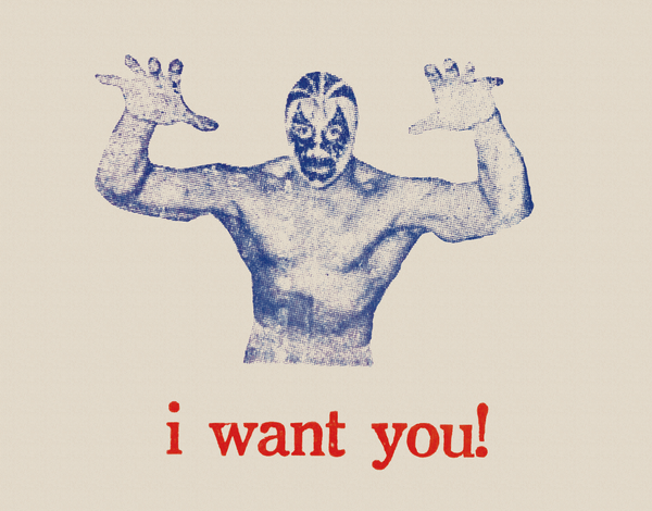 I Want You Luchador Love Card