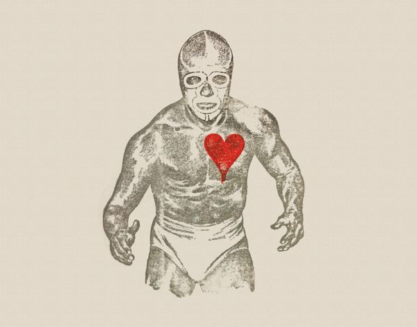 Luchador with Heart Greeting Card