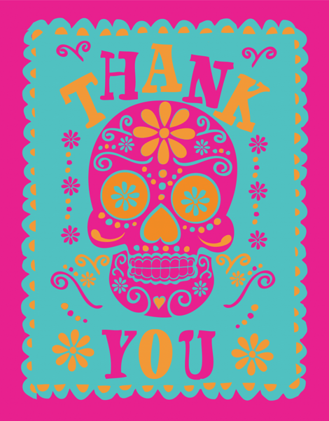 Bright Patterned Skull Thank You Card