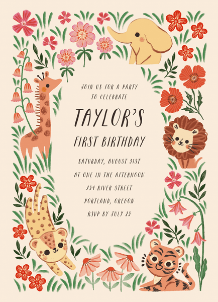 Jungle Friends Birthday Invite