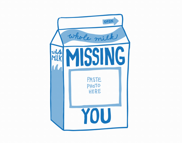 Milk Carton Missing You Card
