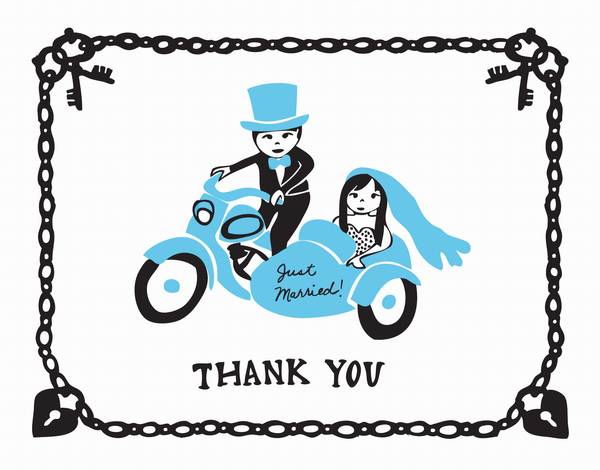 Newlyweds Motorcycle Thank You Card
