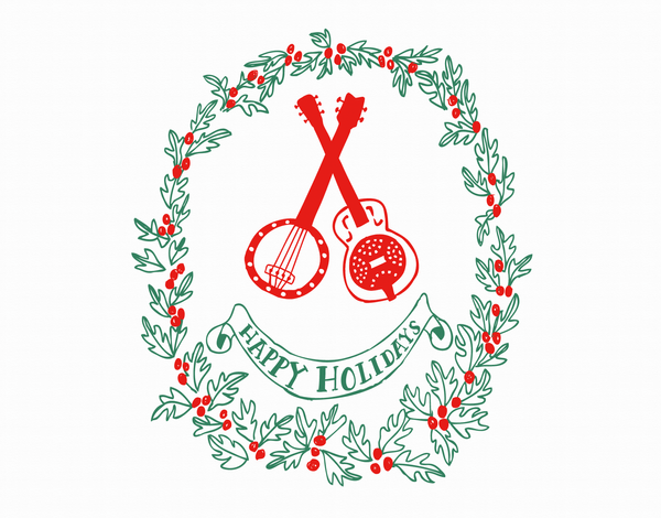 Musical Holiday Card with Wreath Border
